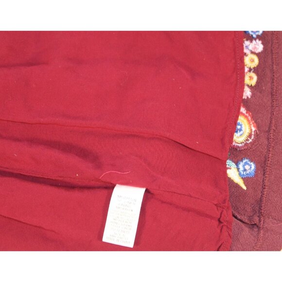 Altar’d State Bohemian Embroidered Mini Skirt Cotton & Linen Blend Sz S Burgundy - Picture 4 of 4